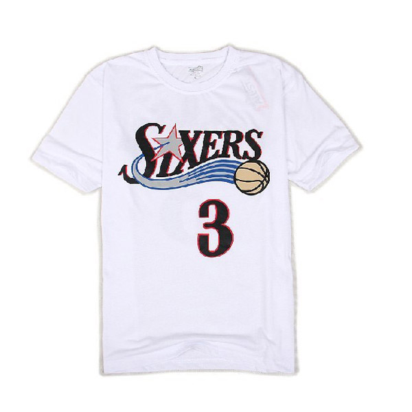 Men's  Philadelphia 76ers #3 Allen Iverson White T-shirt